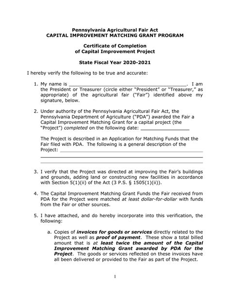 pennsylvania capital improvement certificate.